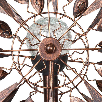 HQ Metal Wind Spinner: Copper Dolphins Duett - Soloar LED