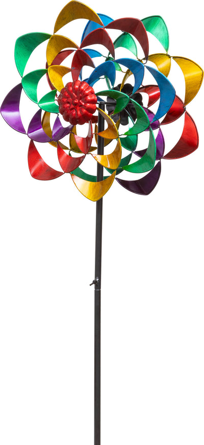 HQ Metal Wind Spinner: Rainbow Flower Duett