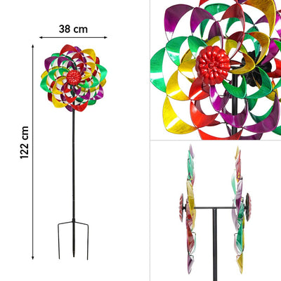 HQ Metal Wind Spinner: Rainbow Flower Duett