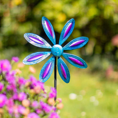 Invento Metal Wind Spinner: Single Flower - Purple-Blue