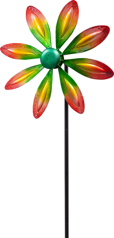 Invento Metal Wind Spinner: Single Flower - Multi-Color