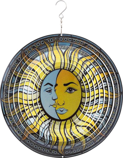 HQ Metal Hanging Wind Spinner 3D Sun & Moon