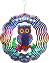 HQ Metal Hanging Wind Spinner 3D Flashy Owl