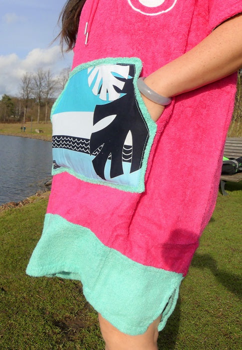 Wave Hawaii Cotton Velours Poncho Pink Wave S