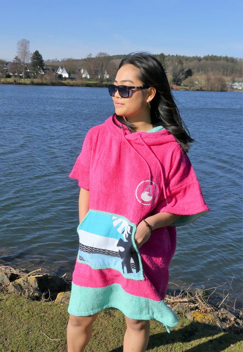 Wave Hawaii Cotton Velours Poncho Pink Wave S
