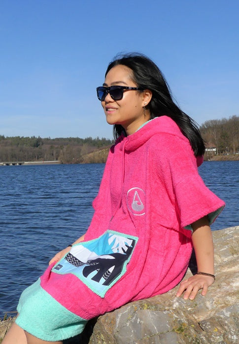 Wave Hawaii Cotton Velours Poncho Pink Wave S