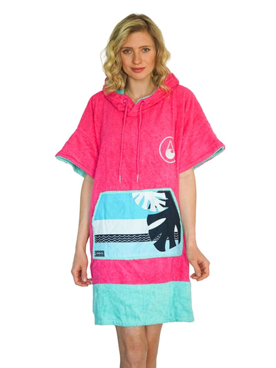 Wave Hawaii Cotton Velours Poncho Pink Wave S