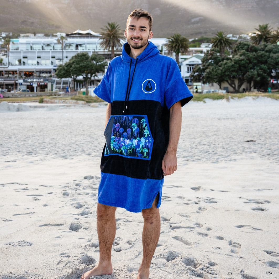 Poncho Da Surf Wave Hawaii Jellygang - In Cotone 100% Ecologico, Velluto-spugna, Per Spiaggia, Doccia, Sport Acquatici, Taglia L (170-200 Cm)
